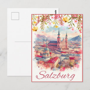 Postal Capital florido de Austria salzburg horizonte