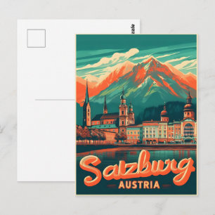 Postal Capital vintage de Austria salzburg horizonte