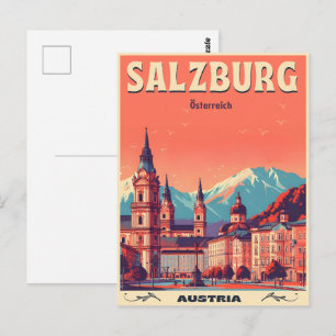 Postal Capital vintage de Austria salzburg horizonte