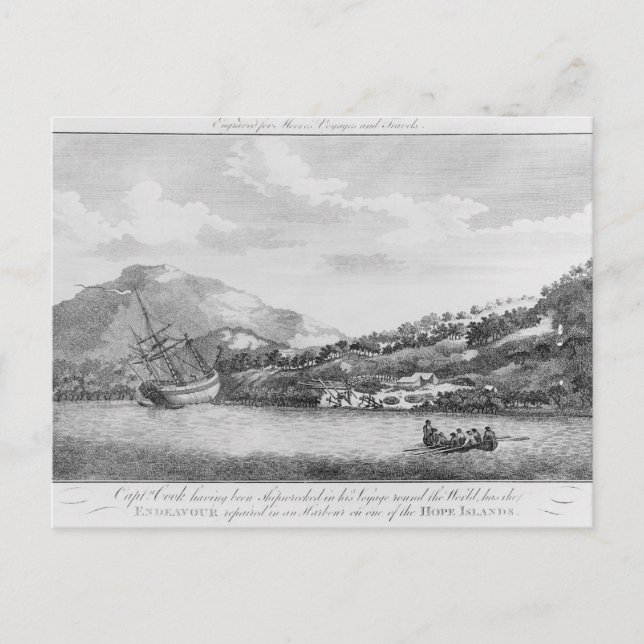 Postal Capitán Cook tras naufragar (Anverso)