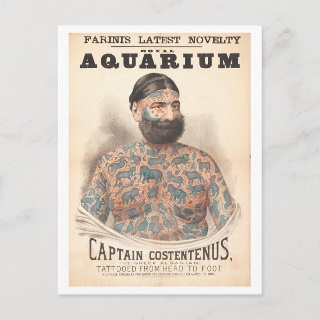Postal Capitán Costentenus Tattooed Man Vintage (Anverso)