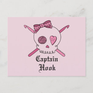 Postal Capitán Hook Skull & Crochet Hooks (Atrás Rosado)