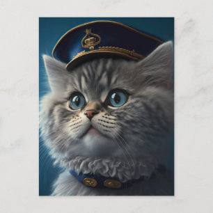 Postal Capitán piloto gatito