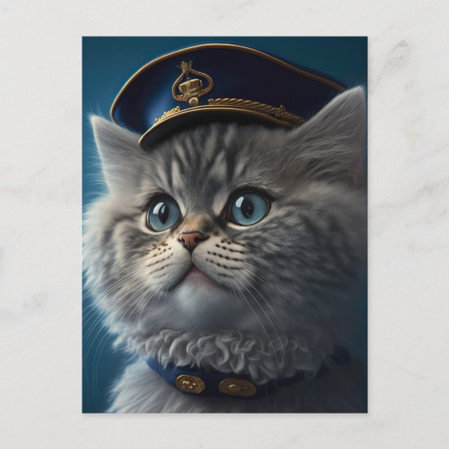 Postal Capitán piloto gatito (Anverso)