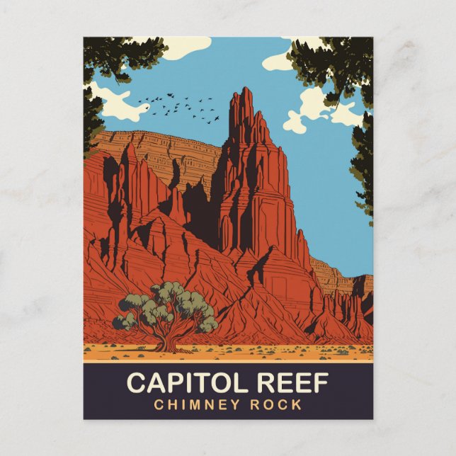 Postal Capitol Reef, Chimney Rock, Viajes (Anverso)