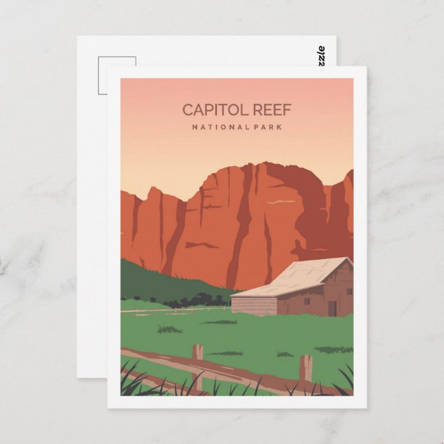 Postal Capitol Reef Utah Famoso Ilustracion de Viajes (Anverso / Reverso)