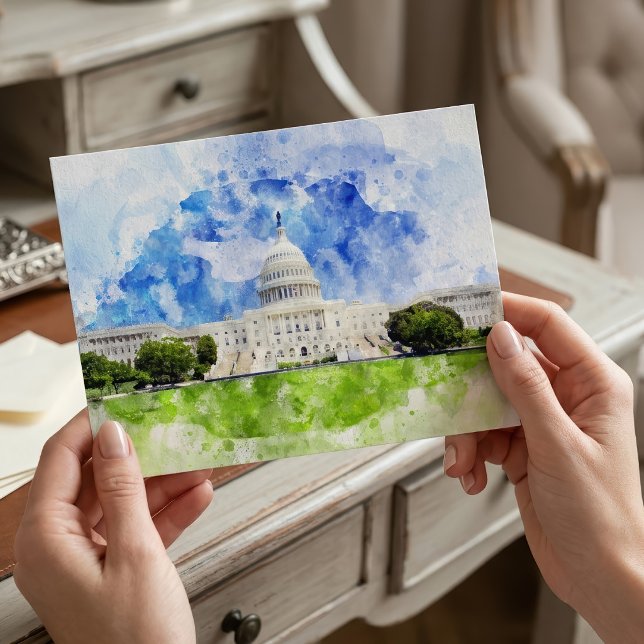 Postal Capitolio de los Estados Unidos en Washington DC A (United States Capitol in Washington DC Watercolor. Postcard)