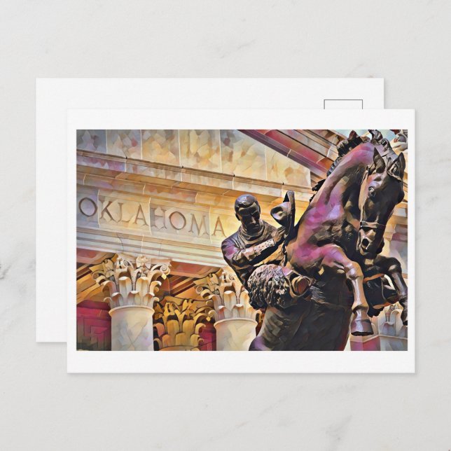 Postal Capitolio de Oklahoma con pintura al óleo de la es (Anverso / Reverso)