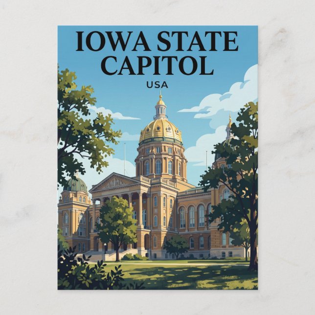 Postal Capitolio del Estado de Iowa EE. UU. (Anverso)