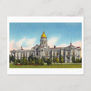 Postal Capitolio estatal vintage en Cheyenne, Wyoming