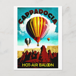 Postal Cappadocia, globos de hoyos, panorama, Turquía