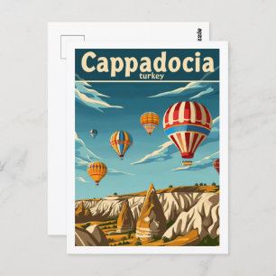 Postal Cappadocia Turquía Vintage Famous Travel Place