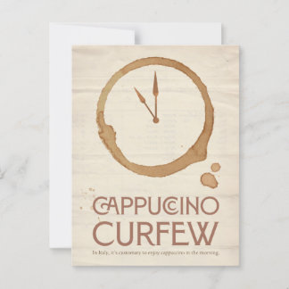 Postal Cappuccino Curfew – 11AM Coffee Postcard