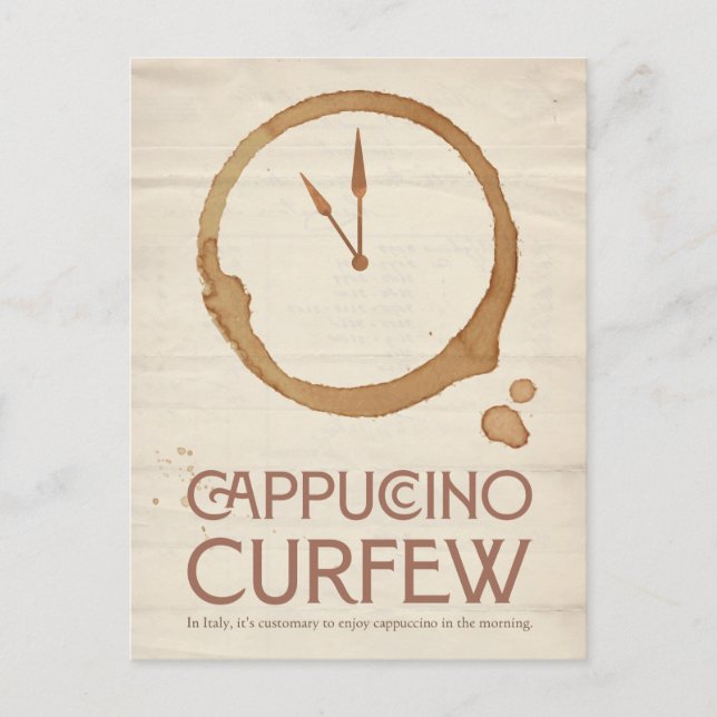 Postal Cappuccino Curfew – 11AM Coffee Postcard (Anverso)