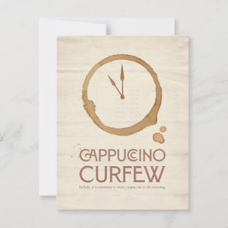 Postal Cappuccino Curfew – 11AM Coffee Postcard