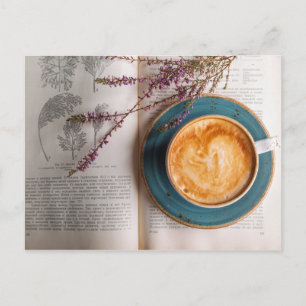 Postal Cappuccino y libro de flores