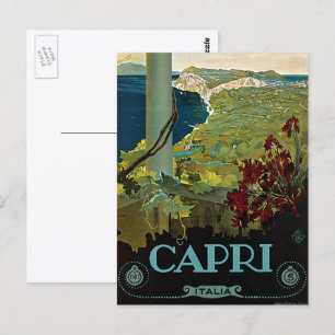 Postal Capri, Italia, Arte de cartel de viaje antiguo Ita