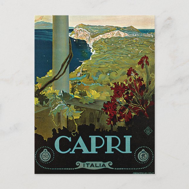 Postal Capri, Italia, Poster de Viajes Vintage Art Italia (Anverso)