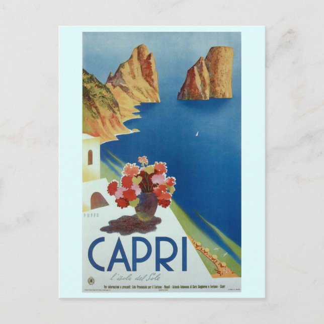 Postal Capri Italia Viaje italiano de época (Anverso)