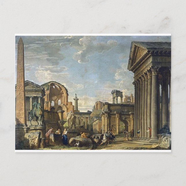 Postal Capriccio arquitectónico por Giovanni Paolo Panini (Anverso)
