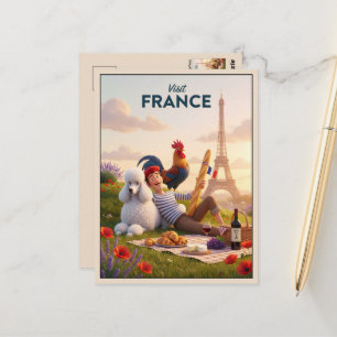 Postal Caprichoso Poodle Francés Viajes Temáticos Francia