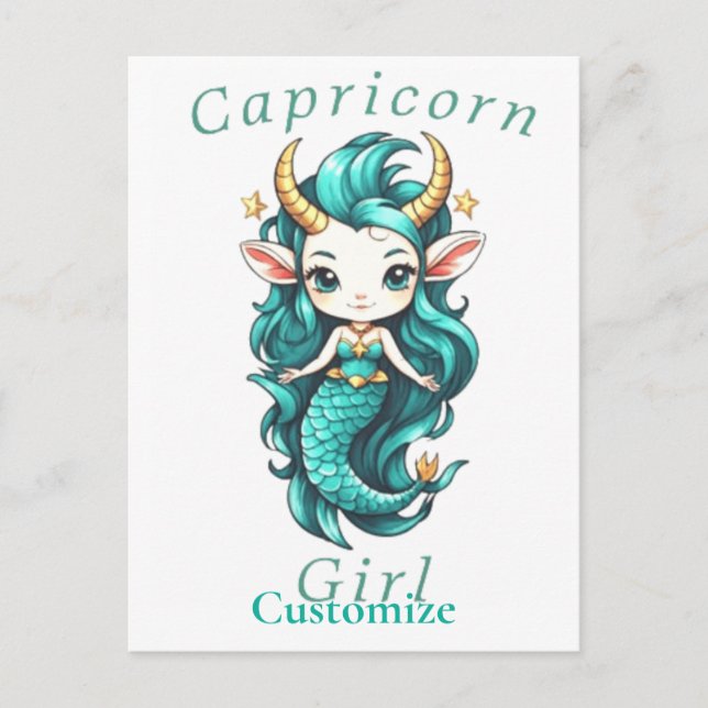 Postal Capricorn Chica Mermaid Thunder_Cove (Anverso)