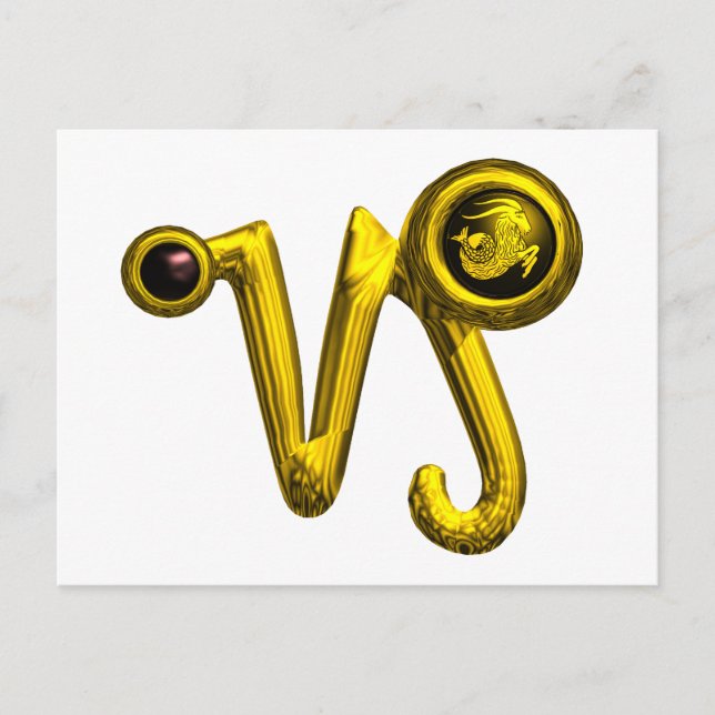 Postal CAPRICORN GOLD ZODIAC BIRTHDAY JEWEL, Onyx Negro (Anverso)