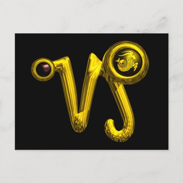 Postal CAPRICORN GOLD ZODIAC BIRTHDAY JEWEL, Onyx Negro (Anverso)