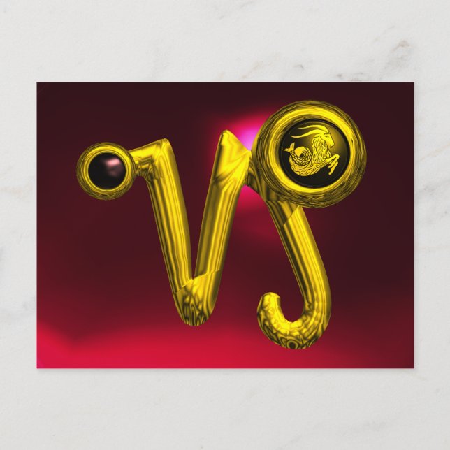 Postal CAPRICORN GOLD ZODIAC BIRTHDAY JEWEL,RÚO Rojo (Anverso)