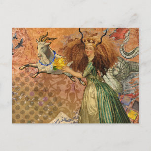 Postal Capricorn Mujer Goat Whimsical Fun