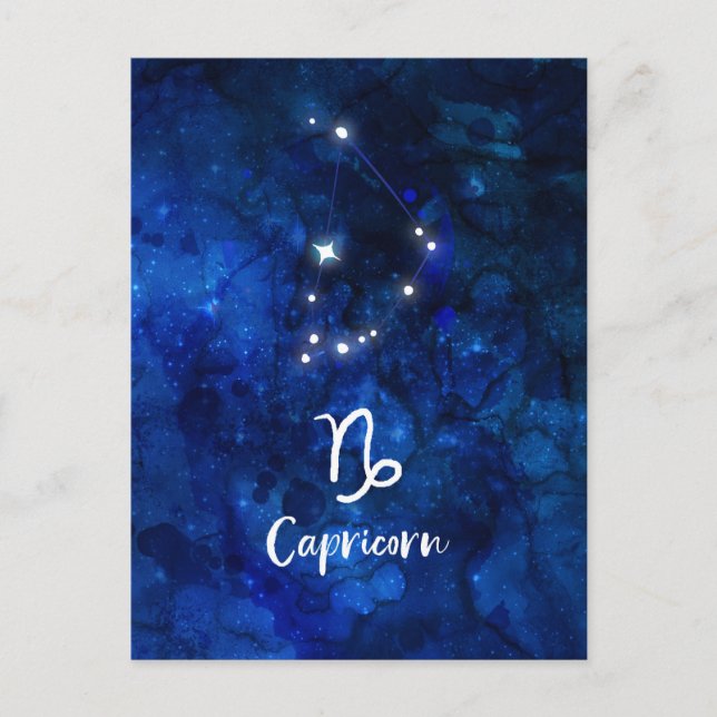 Postal Capricornio Constelación Zodiaca Galaxia Celestial (Anverso)