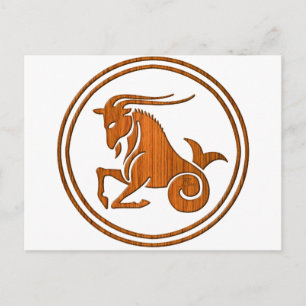Postal Capricornio de madera Rótulo de Astrología de Cabr
