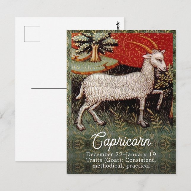 Postal Capricornio la fiesta de cumpleaños del Rótulo Goa (Anverso / Reverso)