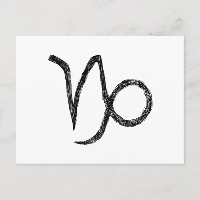 Postal Capricornio. Rótulo Astrológico Zodiaco. Negro (Anverso)