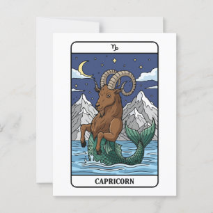 Postal Capricornio Zodiac Ilustracion Tarot Style
