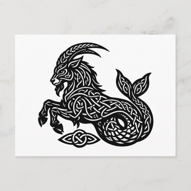 Postal Capricornio — Zodiaco de Tinta Embrujada Cabra‑Pez (Anverso)