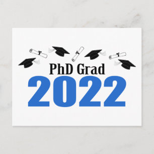 Postal Caps Y Diplomas De PhD Grad 2022 (Azul)