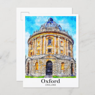 Postal Captura de mano de sketch de acuarela de Oxford En