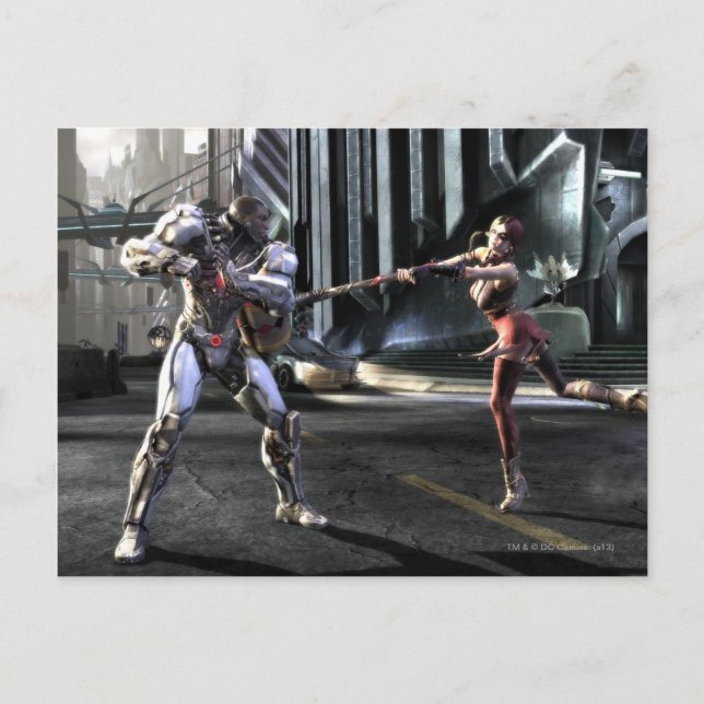 Postal Captura de pantalla: Cyborg vs Harley (Anverso)
