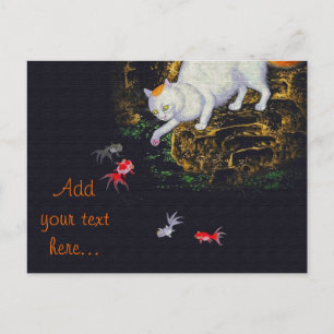 Postal Captura de peces de gato asiático vintage