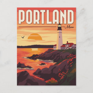 Postal Captura la esencia de Portland, faro Maine