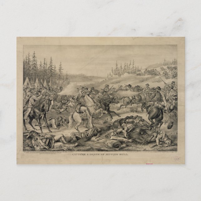 Postal Captura y Muerte del Toro Sentado 15 de diciembre  (Anverso)