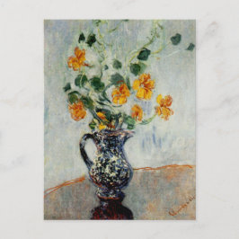 Postal Capuchinas en un florero azul de Monet