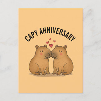 Postal Capy Anniversary Valentines Cute Capybara Postcard