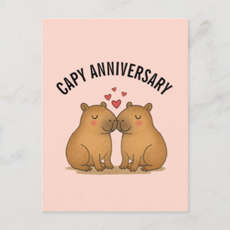 Postal Capy Anniversary Valentines Cute Capybara Postcard