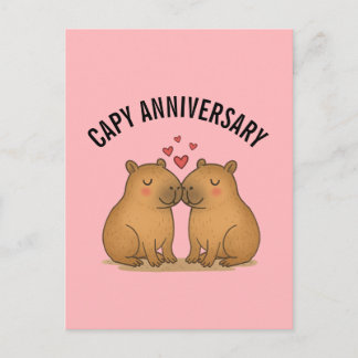 Postal Capy Anniversary Valentines Cute Capybara Postcard