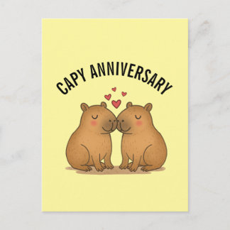 Postal Capy Anniversary Valentines Cute Capybara Postcard