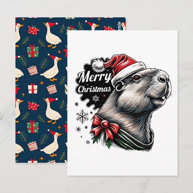 Postal Capybara de Dabbing Navidad Santa – Fiesta Diverti (Anverso / Reverso)
