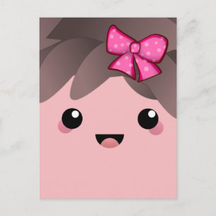 Postal Cara alegre kawaii muñeca personalizado japonesa r