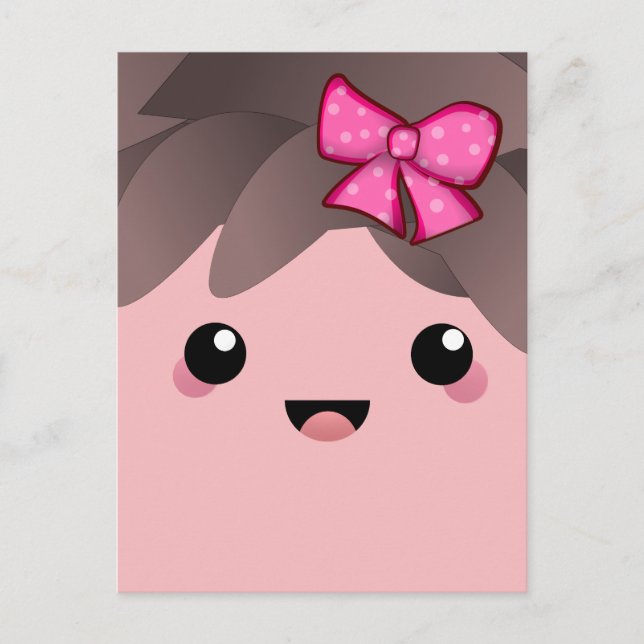 Postal Cara alegre kawaii muñeca personalizado japonesa r (Anverso)